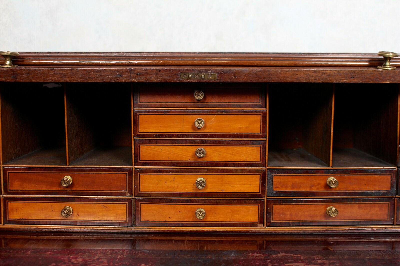 19th Century English Georgian Cylinder Bureau Writing Desk Chest For Sale