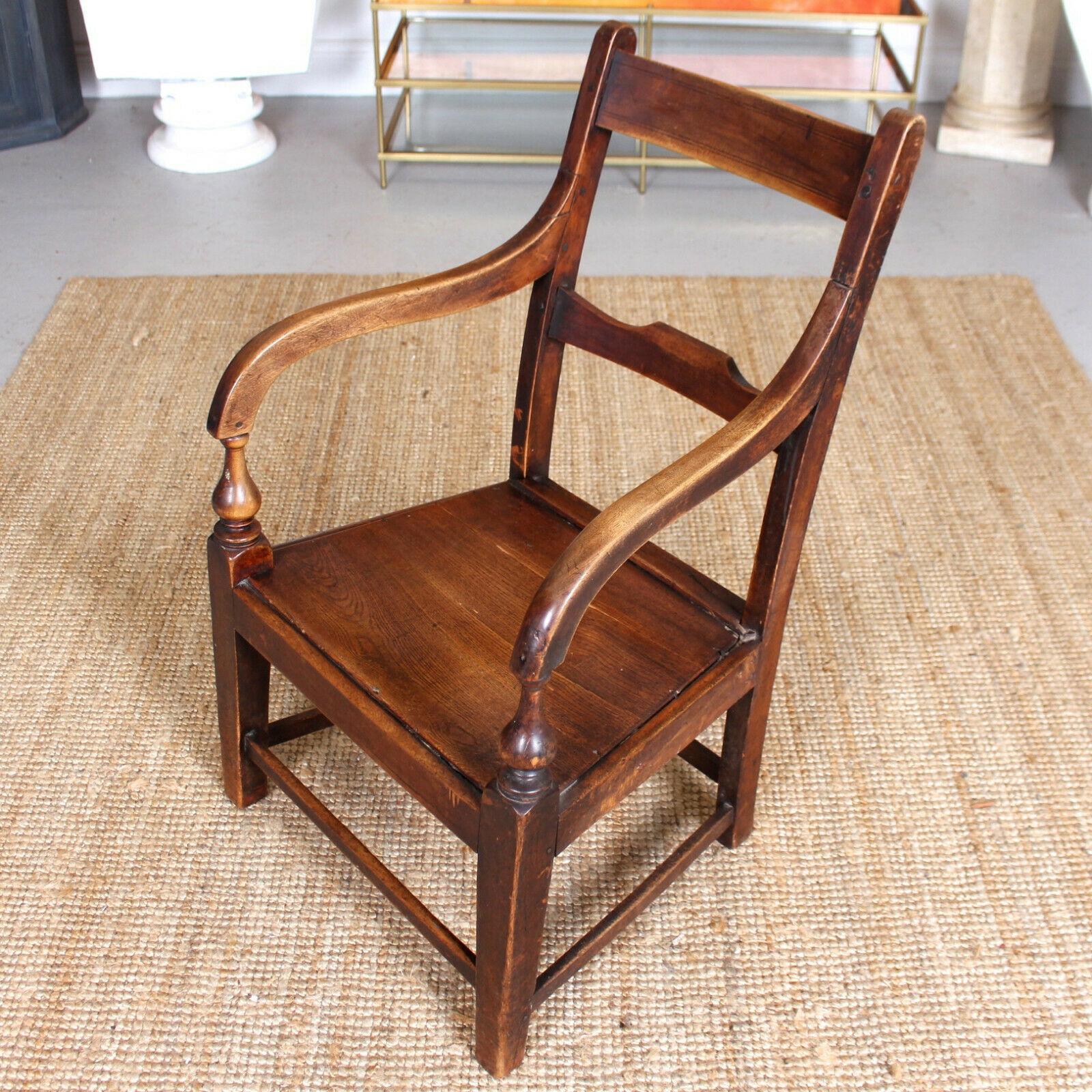 English Georgian Desk Chair Armchair Fruitwood Rustic In Good Condition For Sale In Newcastle upon Tyne, GB