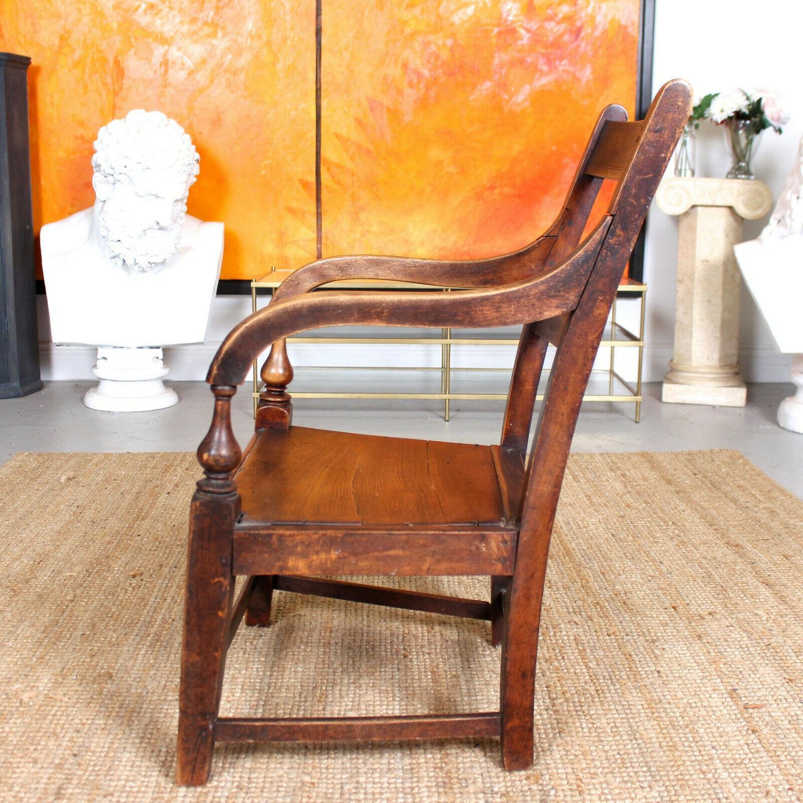 English Georgian Desk Chair Armchair Fruitwood Rustic For Sale 2