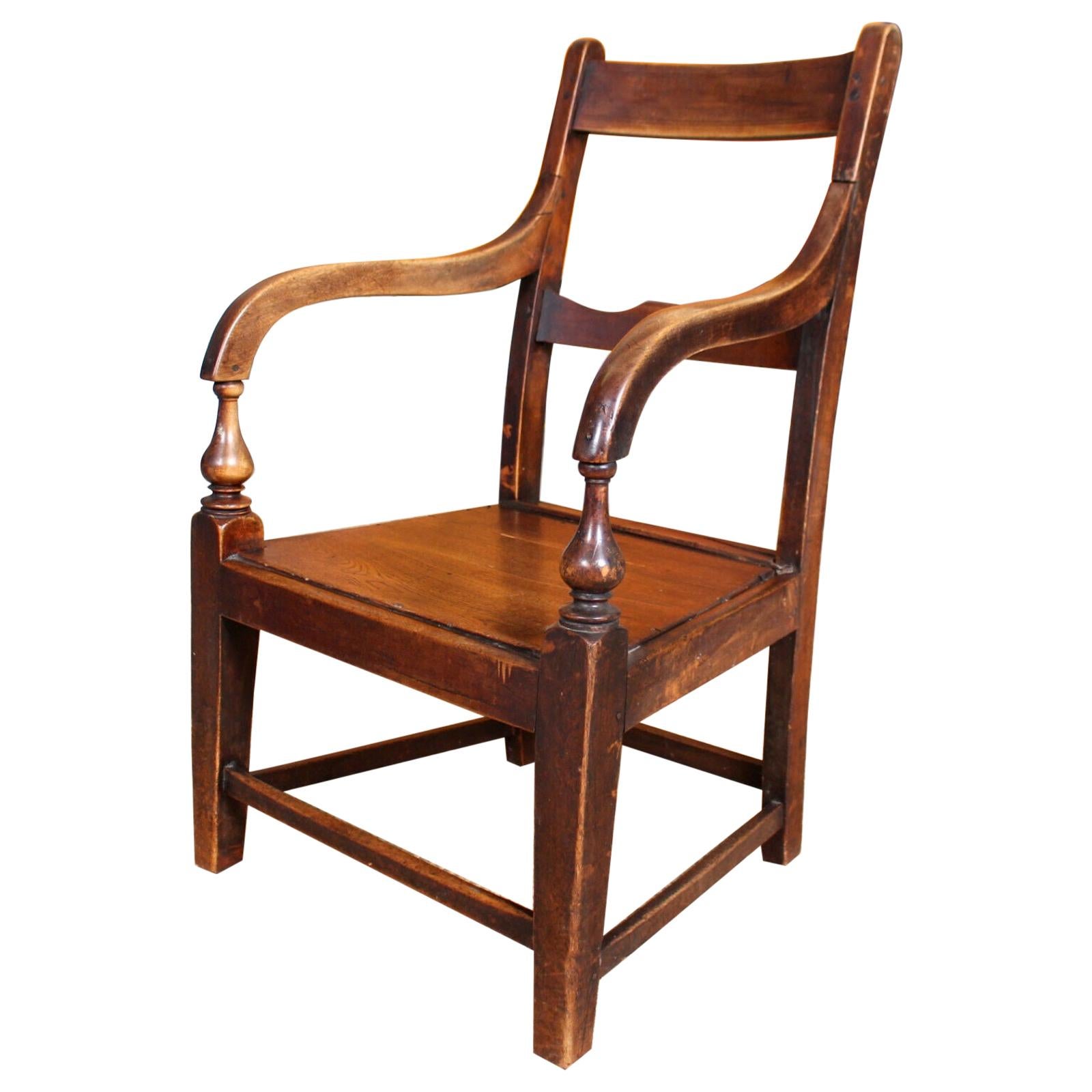 English Georgian Desk Chair Armchair Fruitwood Rustic For Sale