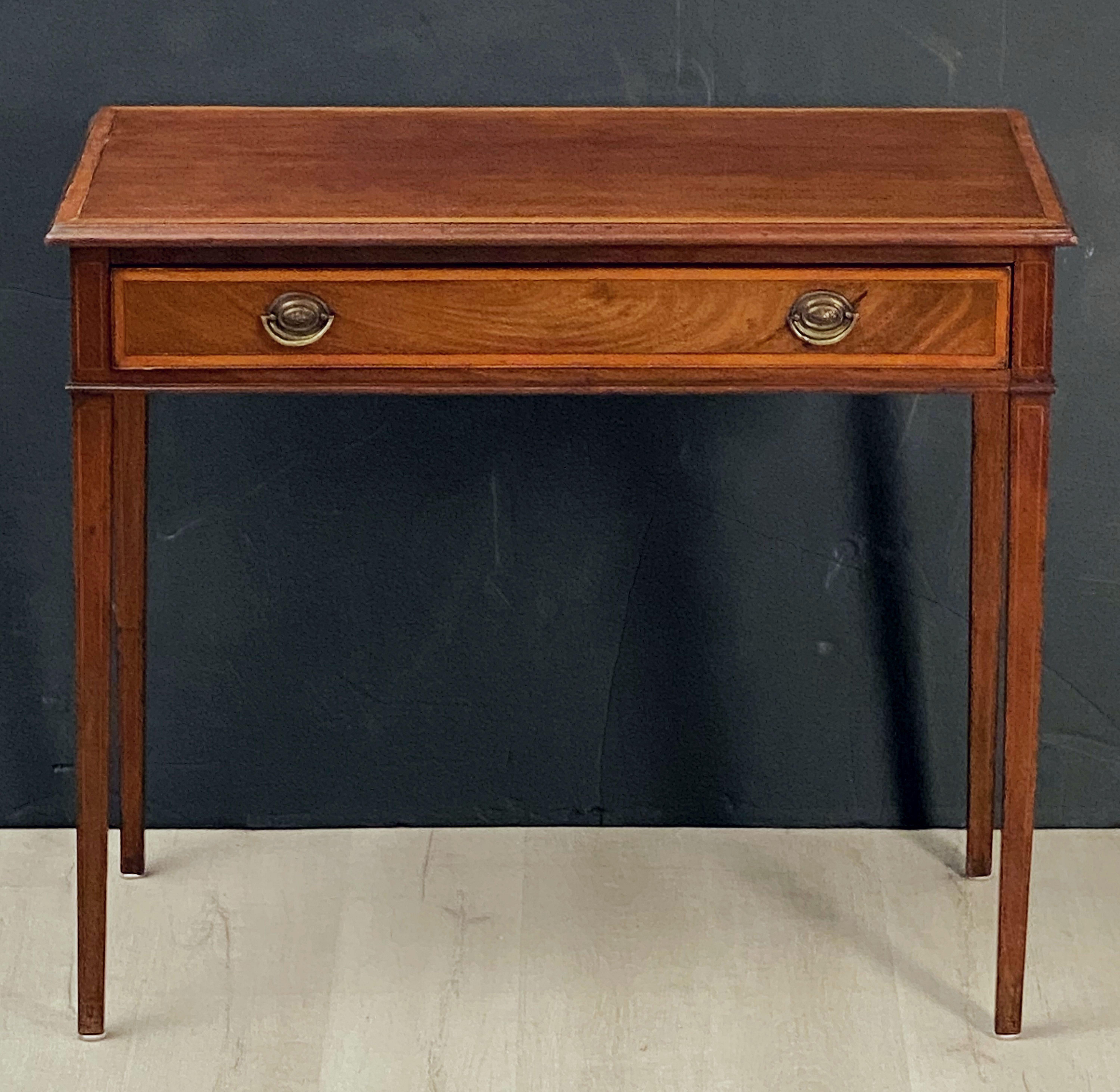 19th Century English Georgian Era Desk or Writing Table of Mahogany and Satinwood