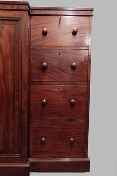 English Georgian Figured Mahogany Linen Press Attributed to Gillows