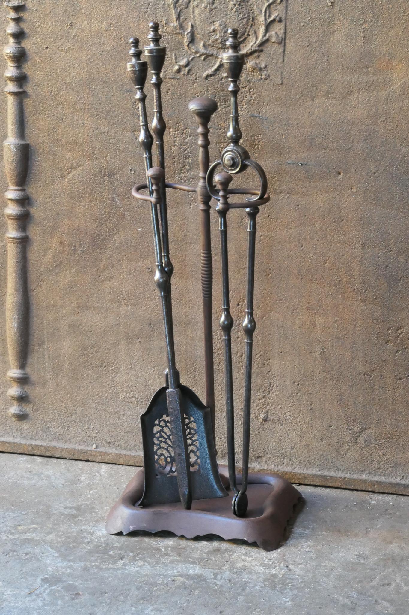 Forged English Georgian Fireplace Tool Set , 18th-19th Century For Sale