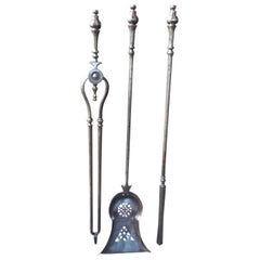 Antique English Georgian Fireplace Tool Set or Fire Irons, 18th-19th Century