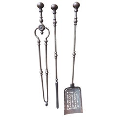 Antique English Georgian Fireplace Tool Set or Fire Irons, 18th-19th Century