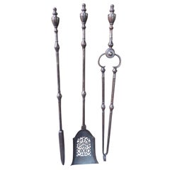 Antique English Georgian Fireplace Tool Set or Fire Irons, 18th Century