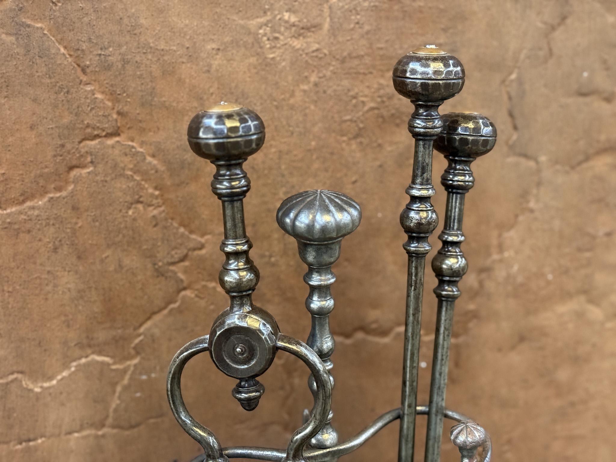 English Georgian Fireplace Tool Set or Fire Irons, Early 19th Century, Neoclassi 5