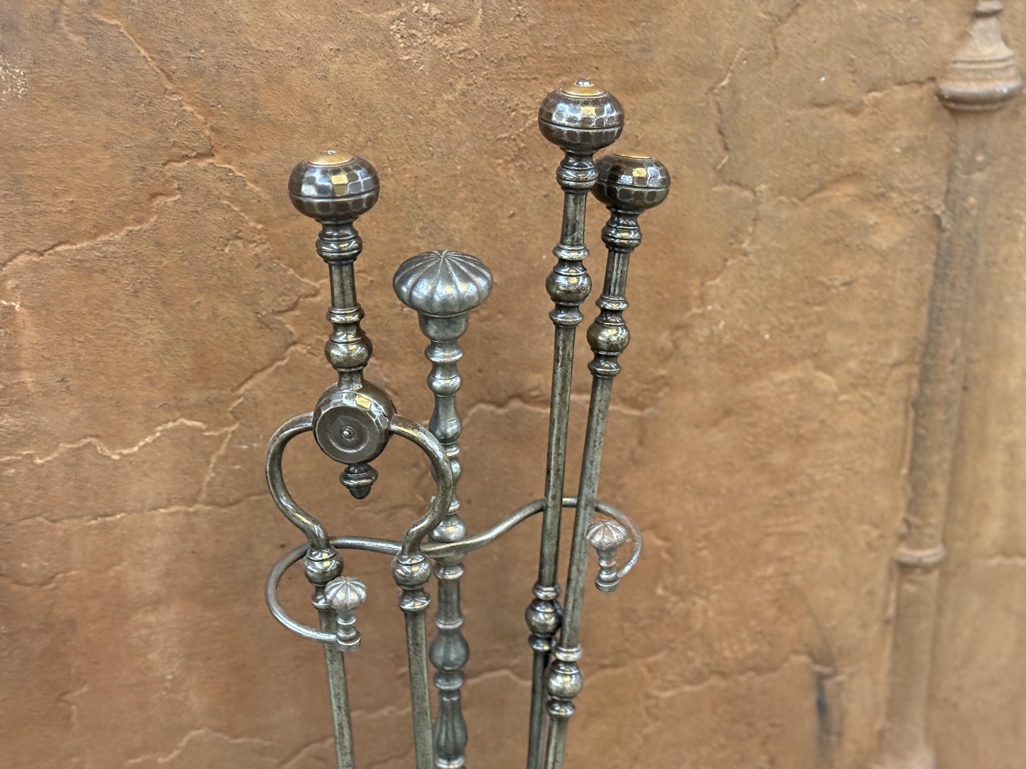 English Georgian Fireplace Tool Set or Fire Irons, Early 19th Century, Neoclassi 2