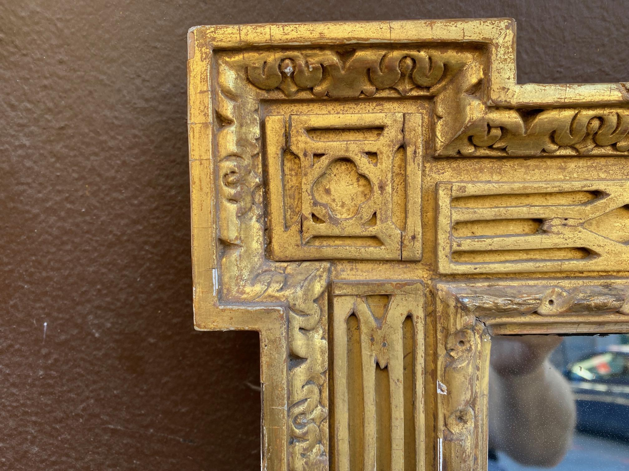 Inglés Georgiano  Espejo sobre repisa de madera dorada Pino en venta