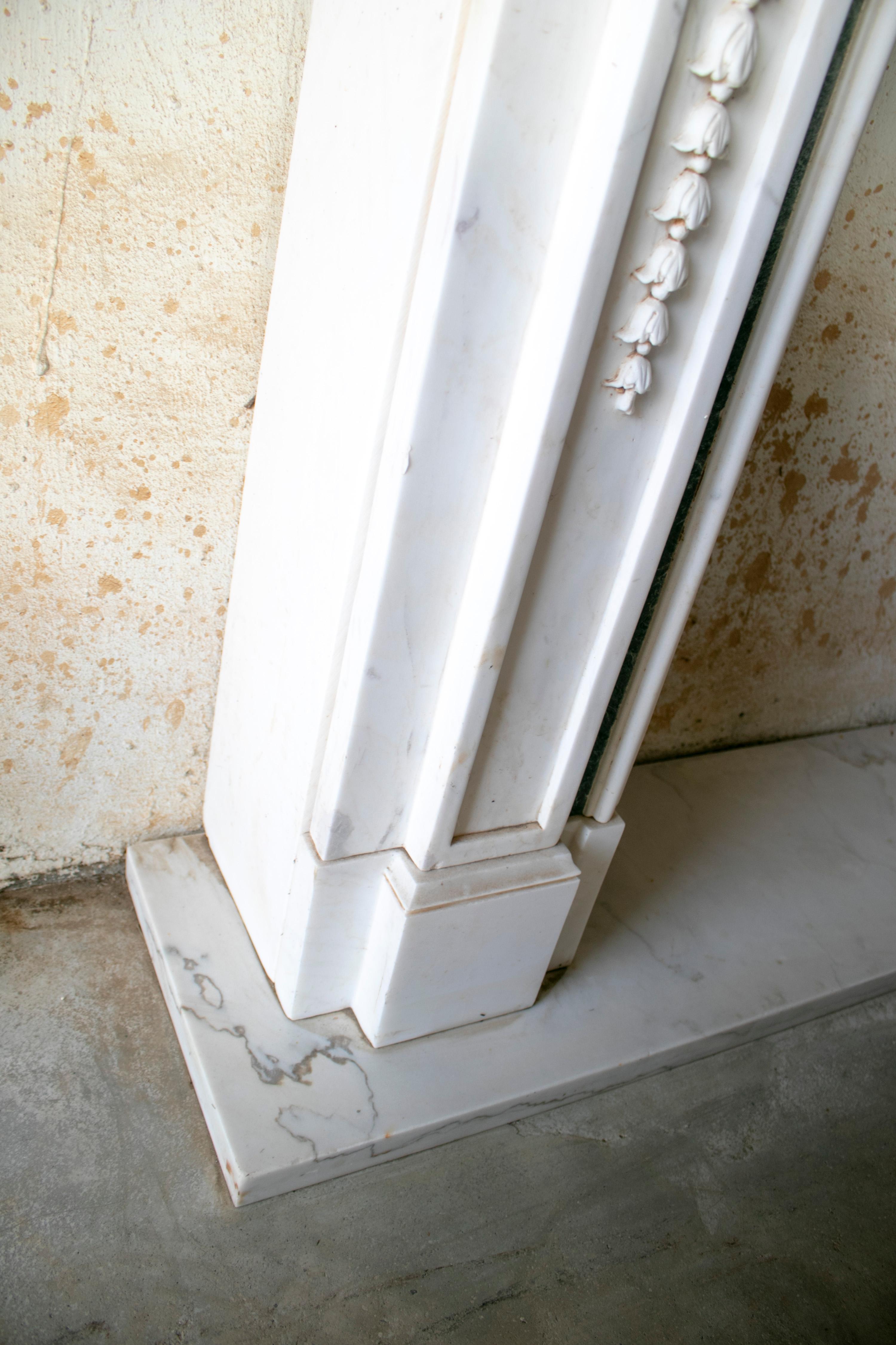English Georgian Hand Carved Marble Fireplace Mantle with Serpentine Inlay 5