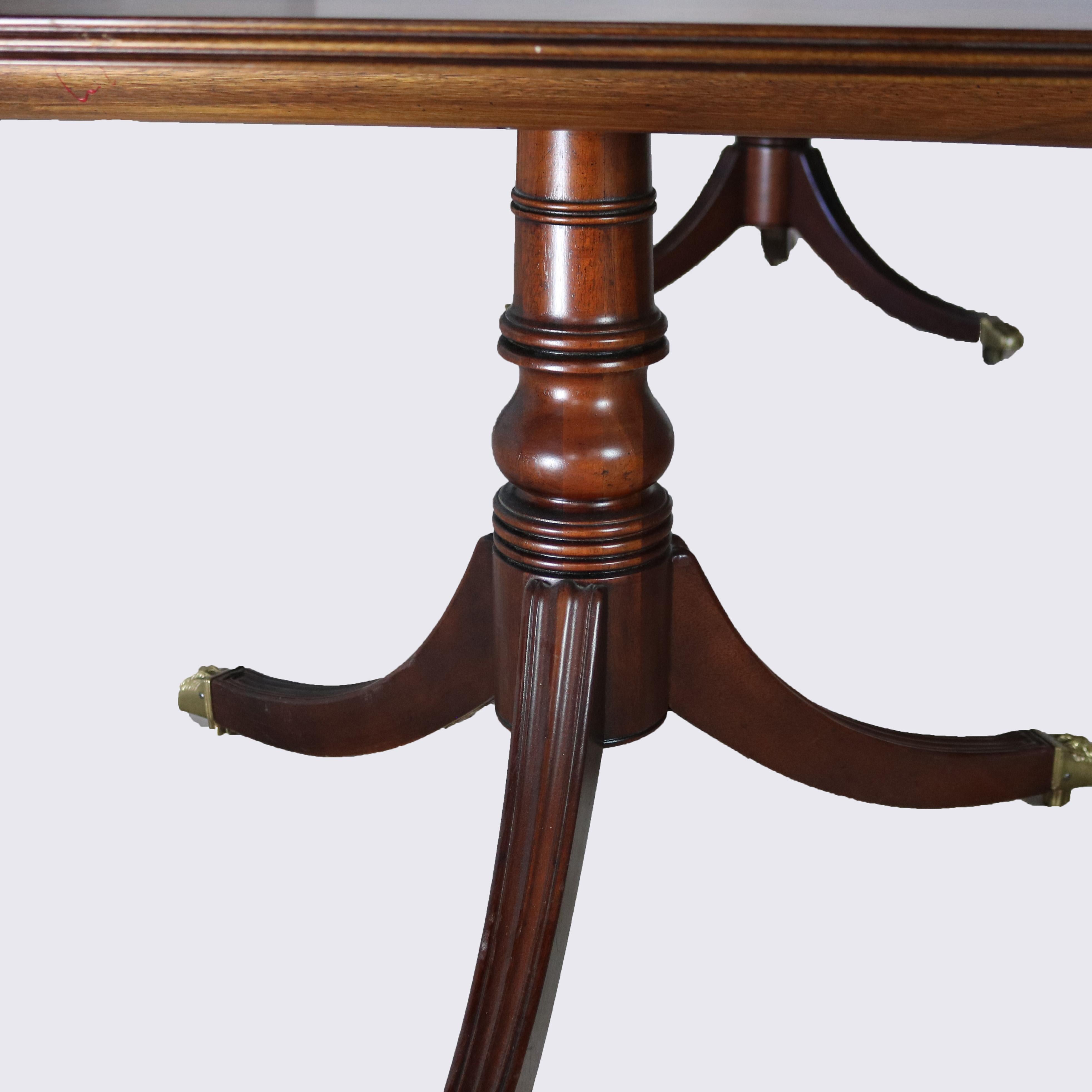 English Georgian Henkel Harris Style Cross-Banded Mahogany Pedestal Dining Table 9