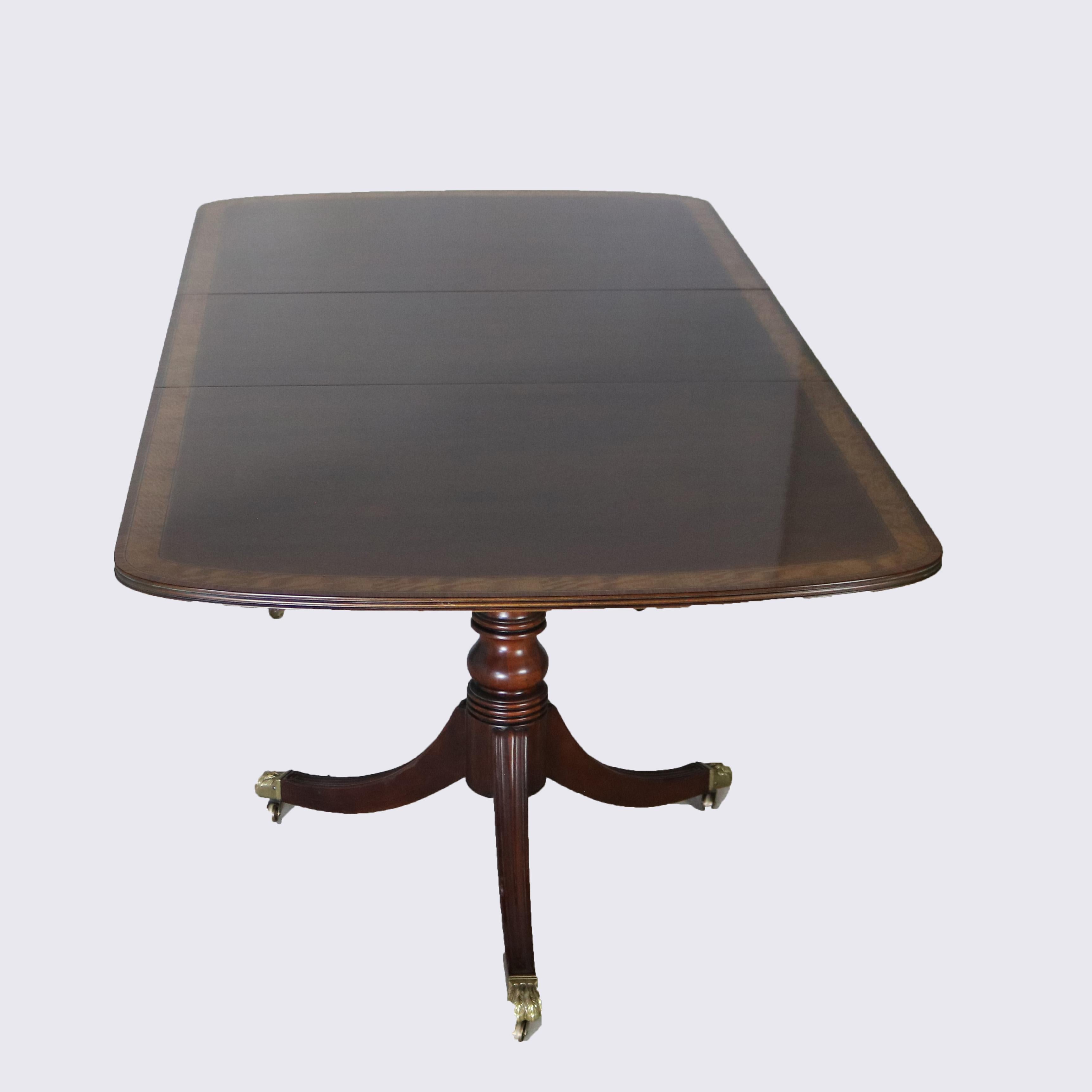 English Georgian Henkel Harris Style Cross-Banded Mahogany Pedestal Dining Table 14