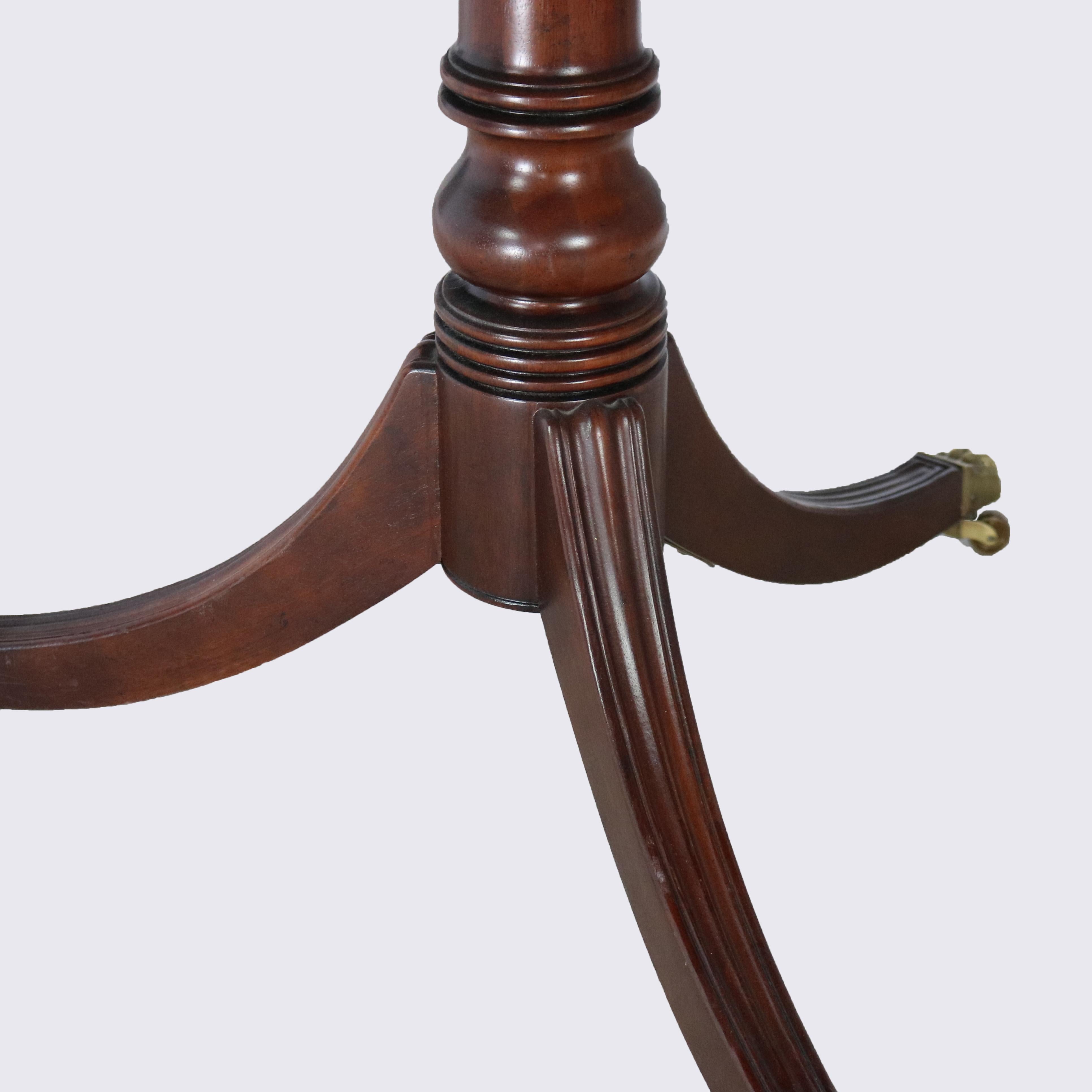 English Georgian Henkel Harris Style Cross-Banded Mahogany Pedestal Dining Table 3