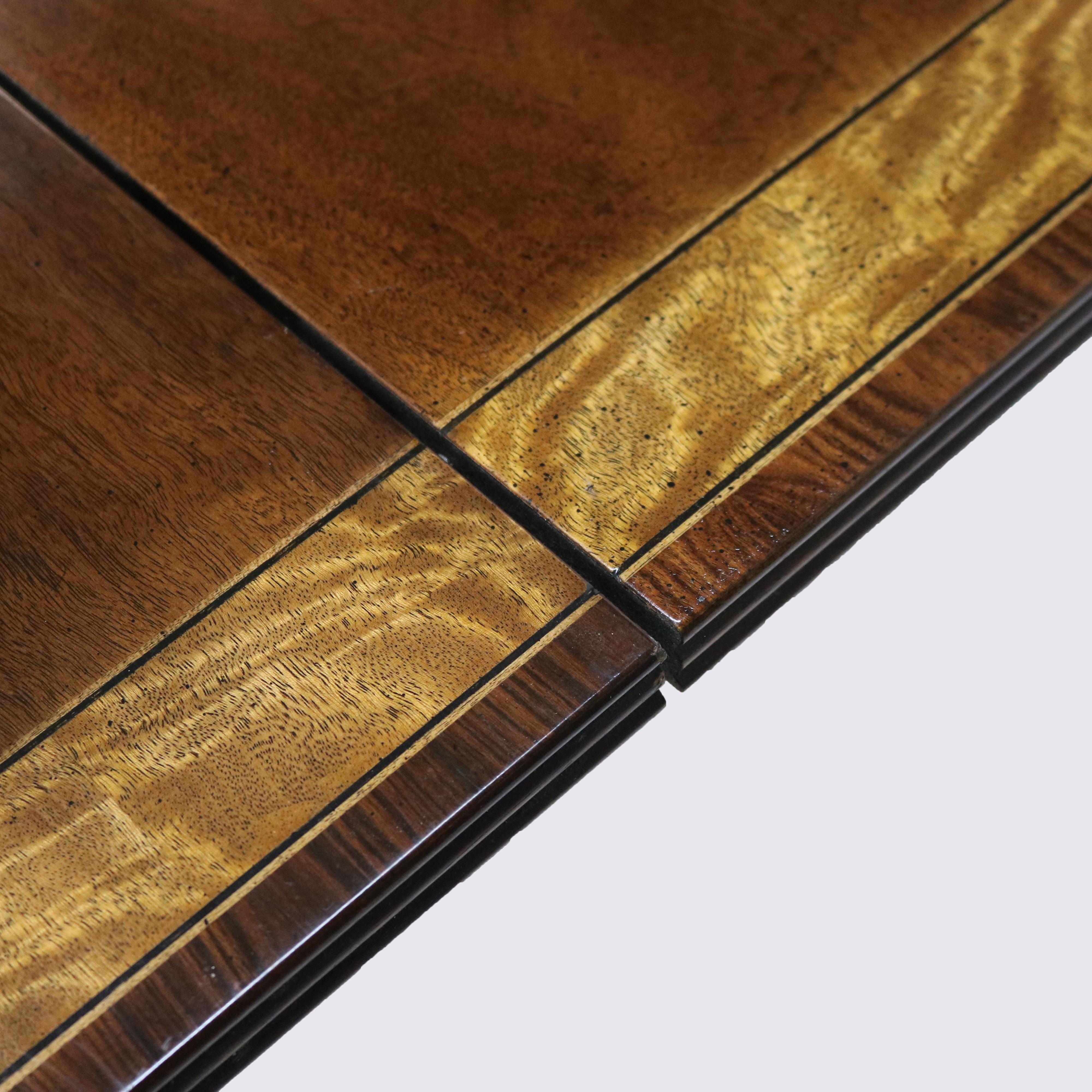 English Georgian Henkel Harris Style Cross-Banded Mahogany Pedestal Dining Table 5