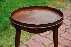 English Georgian Hepplewhite Mahogany Oval Galleried Kettle Stand or Wine Table
