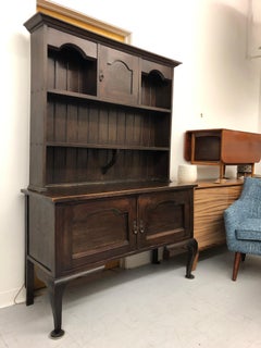 English Georgian Hutch or Welsh Two Piece Cabinet With Display Hutch