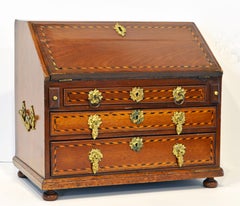 English Georgian Inlaid Mahogany Miniature Slant Front Desk, circa 1830