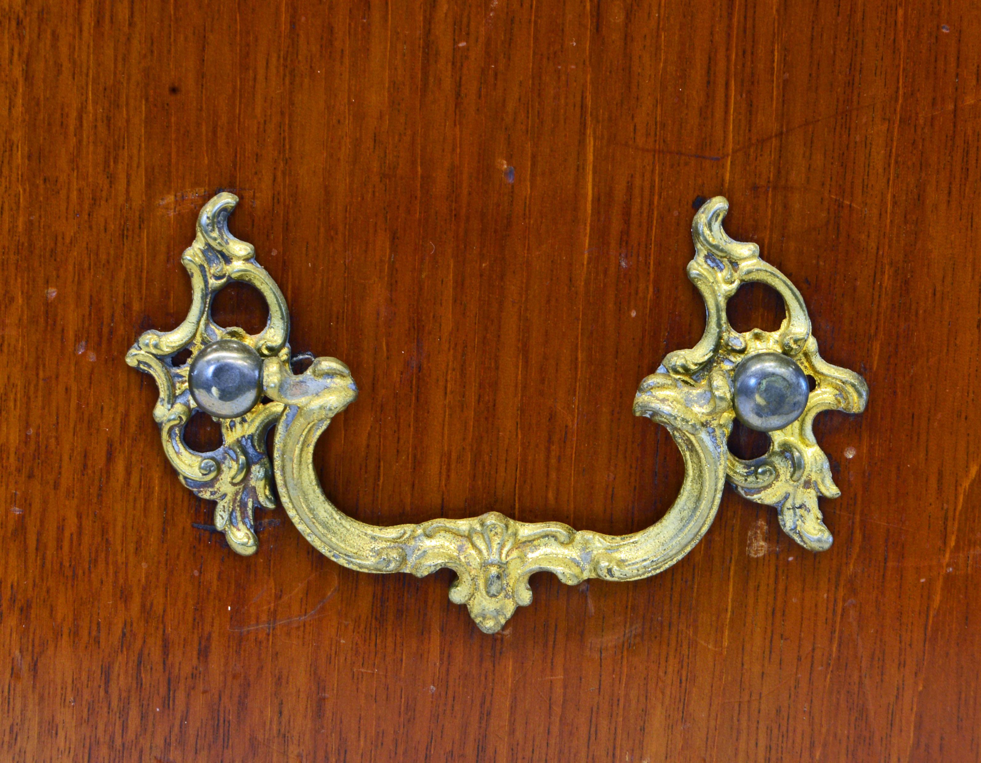 Brass English Georgian Inlaid Mahogany Miniature Slant Front Desk, circa 1830