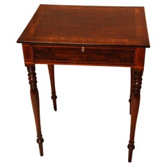 English Georgian Lady's Inlaid  Work Table with Writing Slope and Ink Drawer