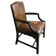 Used English Georgian Leather Armchair, 1920