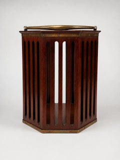 English Georgian Mahogany And Brass Slatted Plate Bucket