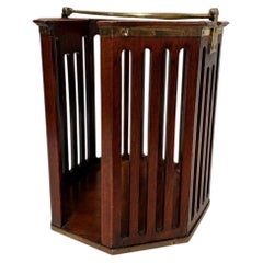 English Georgian Mahogany And Brass Slatted Plate Bucket