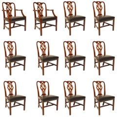 Chaises anglaises géorgiennes en acajou et cuir