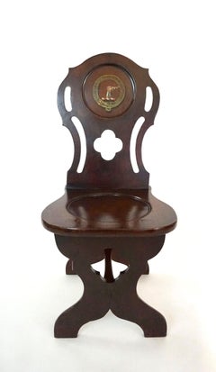 English Georgian Mahogany Armorial Hall Chair of Sgabello Form, circa 1760