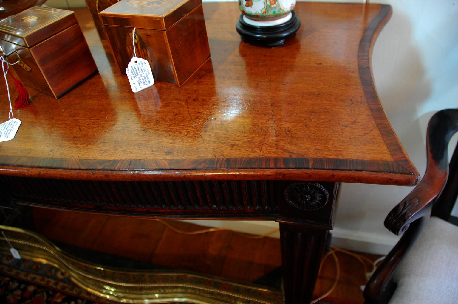 English Georgian Mahogany Bowfront Sideboard or Hall Table Fluted Legs and Skirt 9