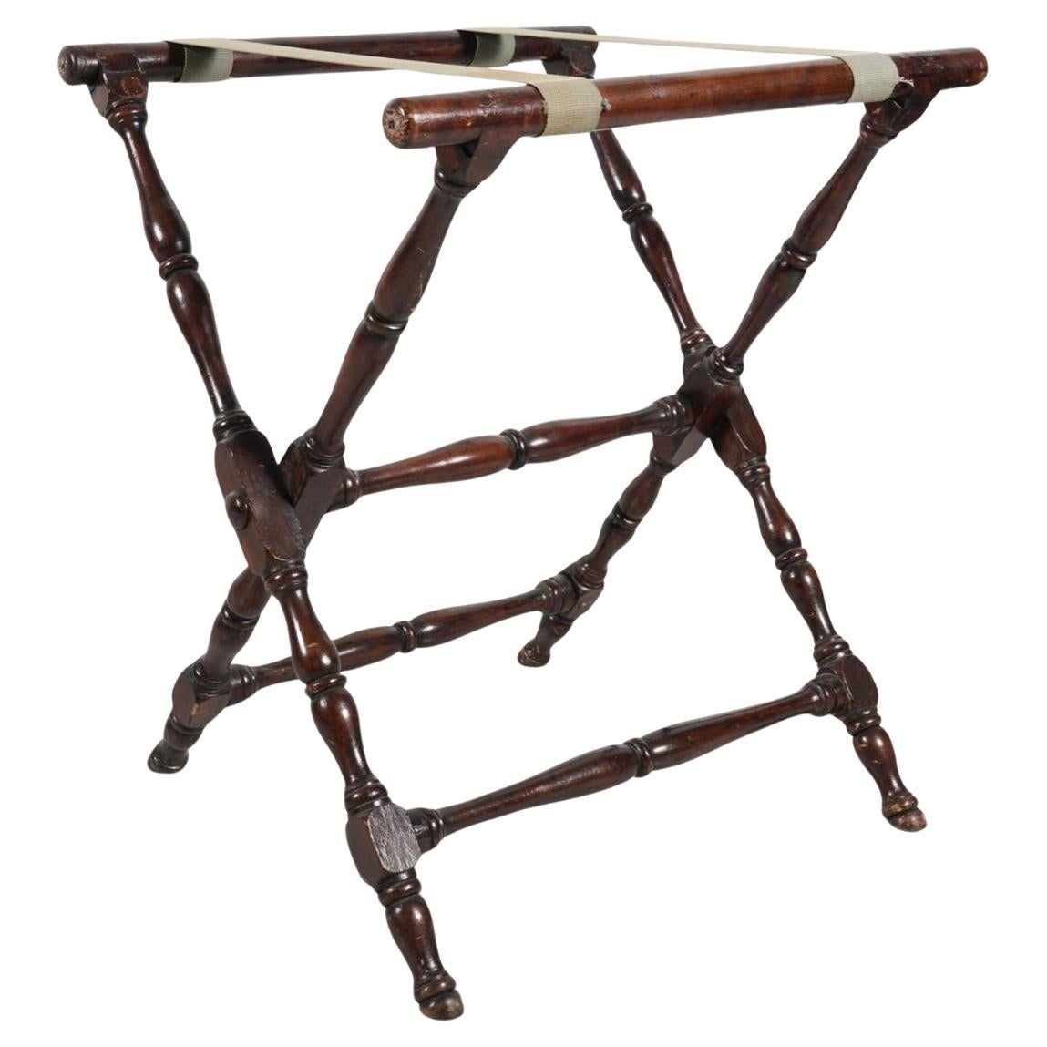 English Georgian Mahogany Butler's Tray and Folding Stand In Fair Condition For Sale In Bradenton, FL