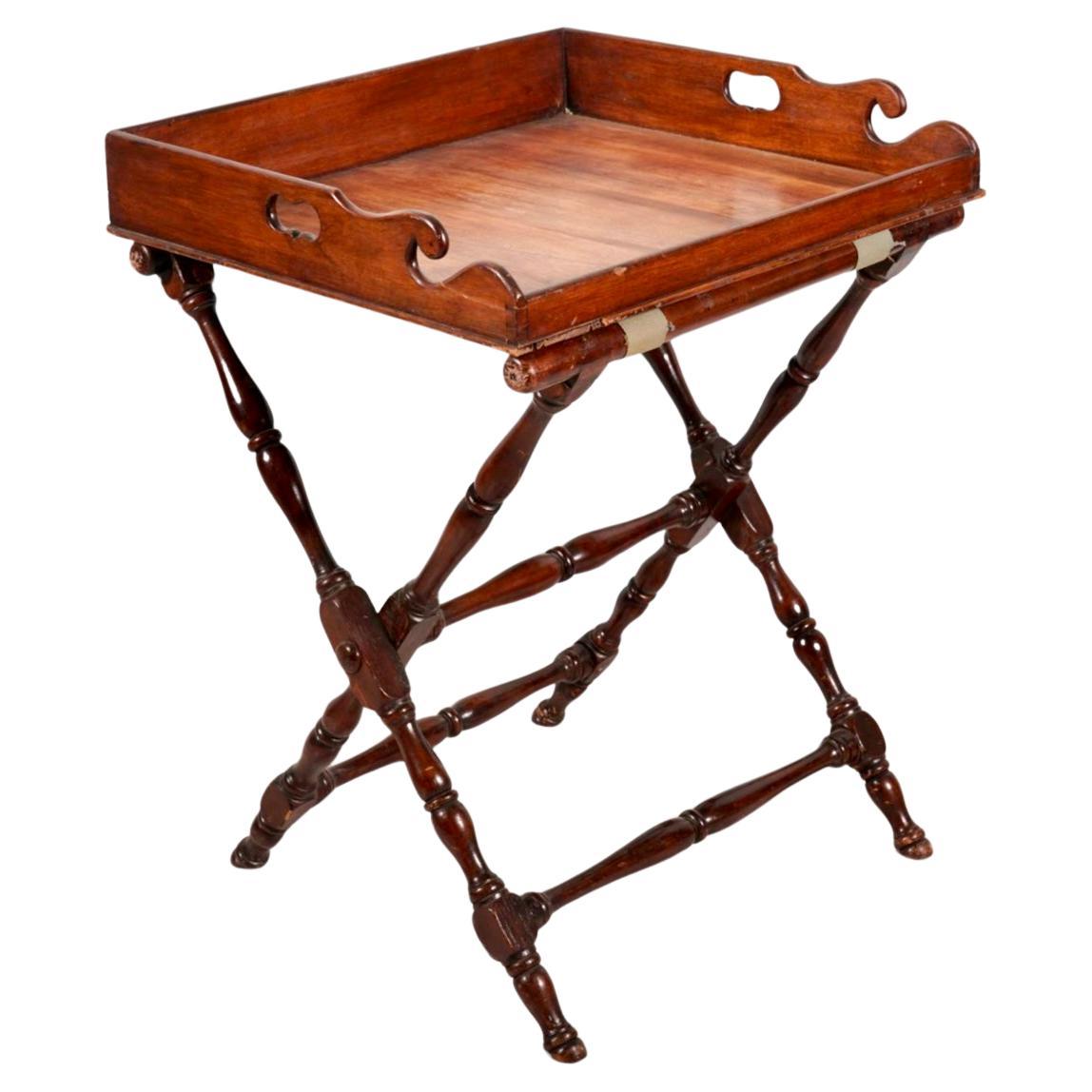 19th Century English Georgian Mahogany Butler's Tray and Folding Stand For Sale