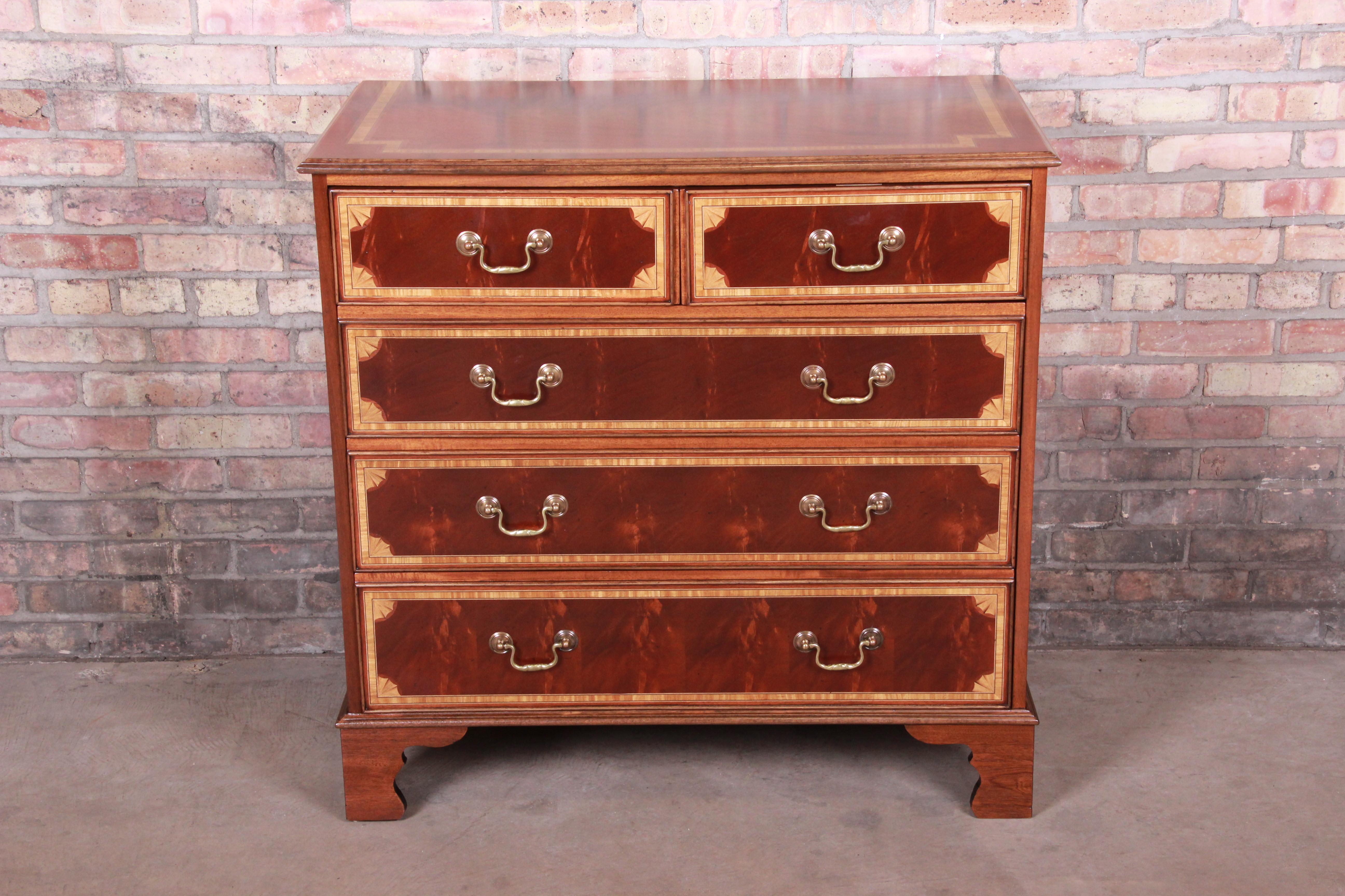 Late 20th Century English Georgian Mahogany Chest of Drawers by Papworth Industries, Refinished