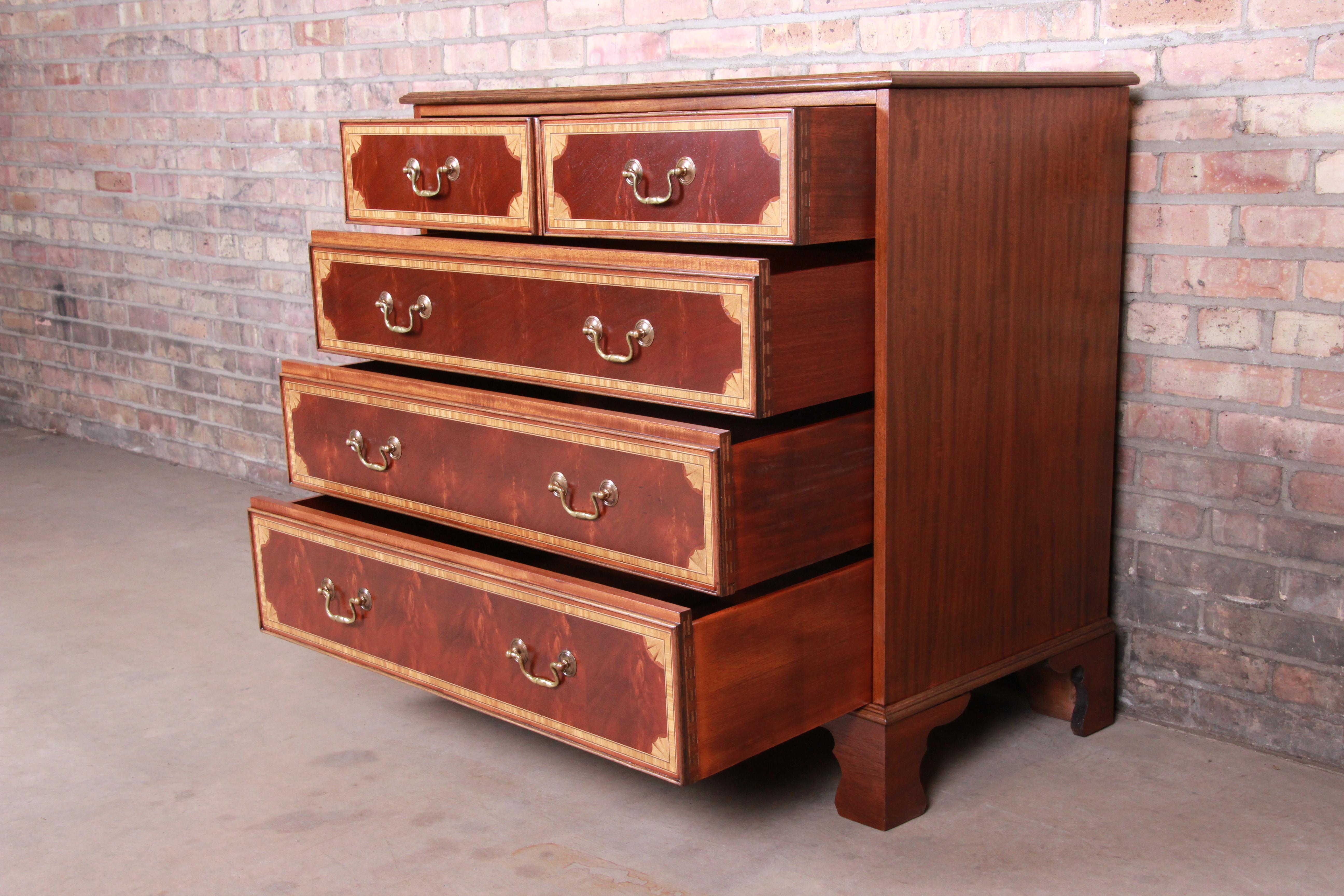 English Georgian Mahogany Chest of Drawers by Papworth Industries, Refinished 4