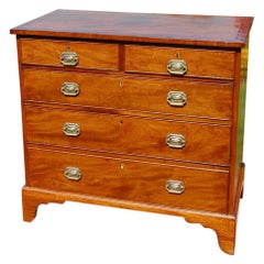 English Georgian Mahogany Chest of Drawers Crossbanded Top with Ebony Stringing