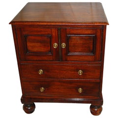 English Georgian Mahogany Converted Commode with Cupboard Doors and Deep Drawer