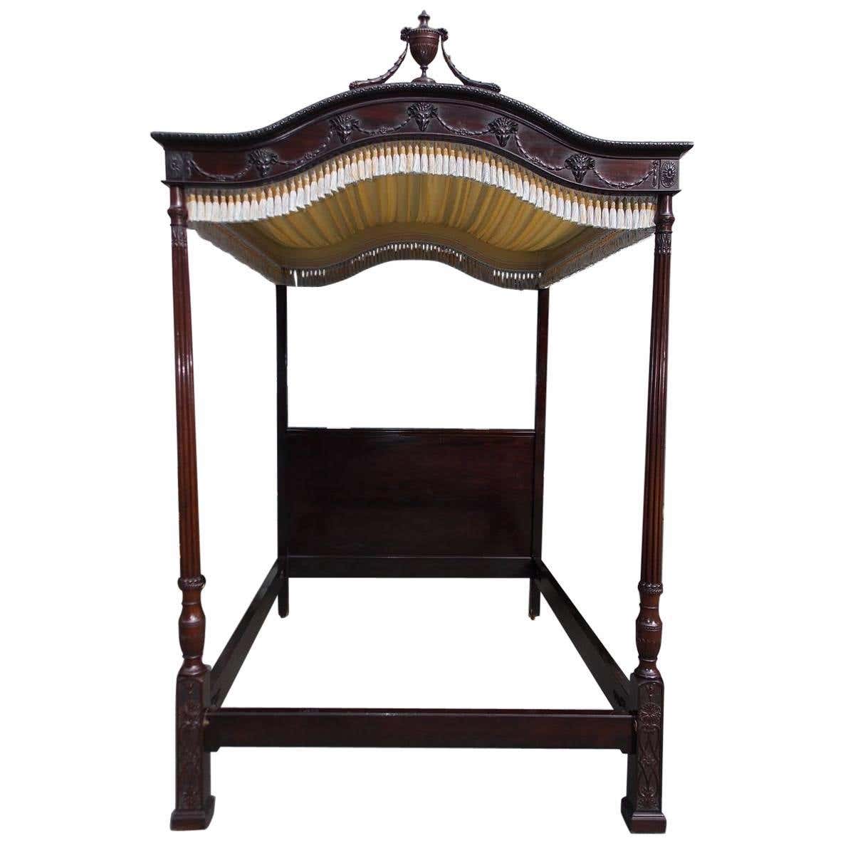 English Georgian Mahogany Gadrooned and Upholstered Tester Bed, Circa ...