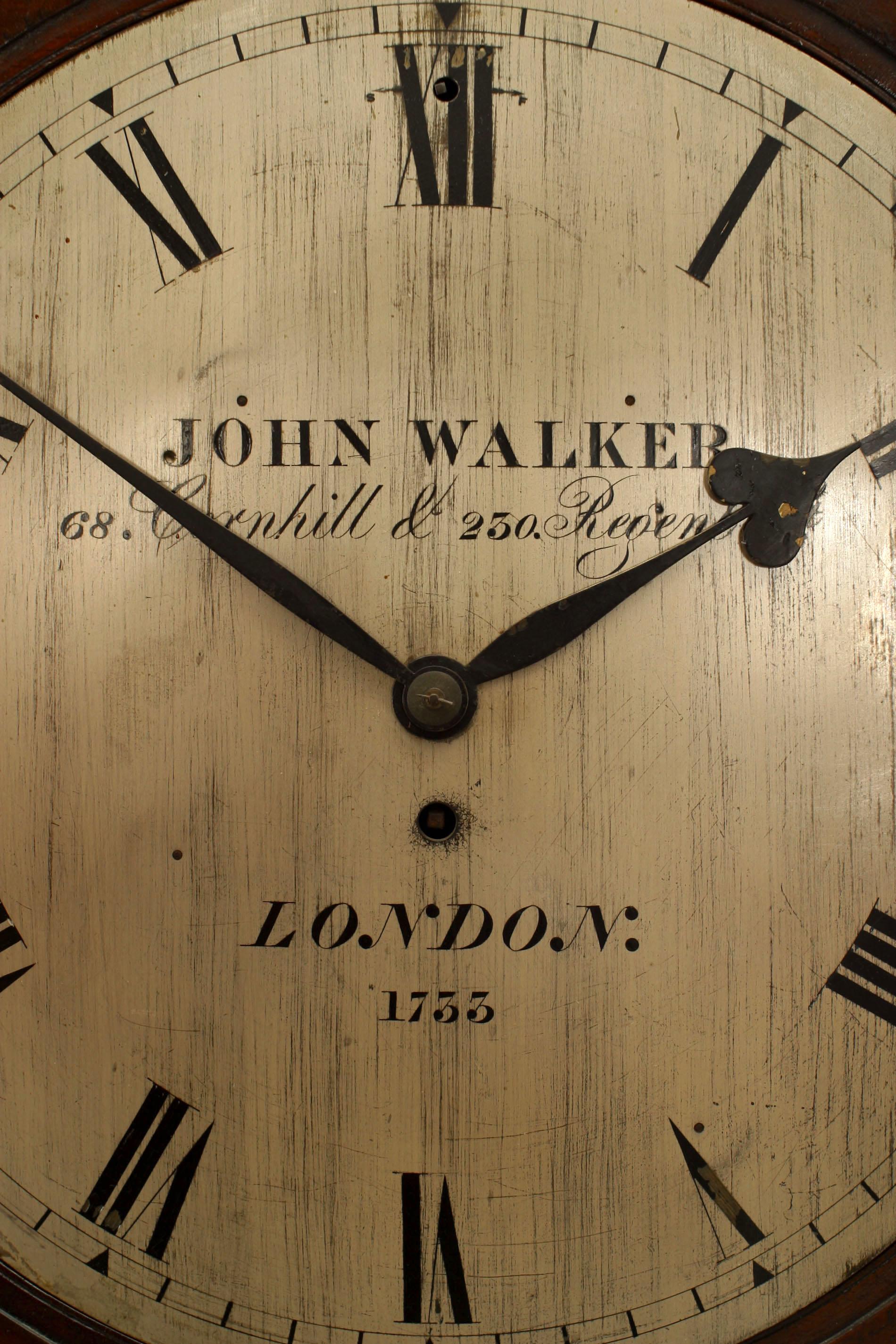 19th Century English Georgian Mahogany Mantel Clock For Sale