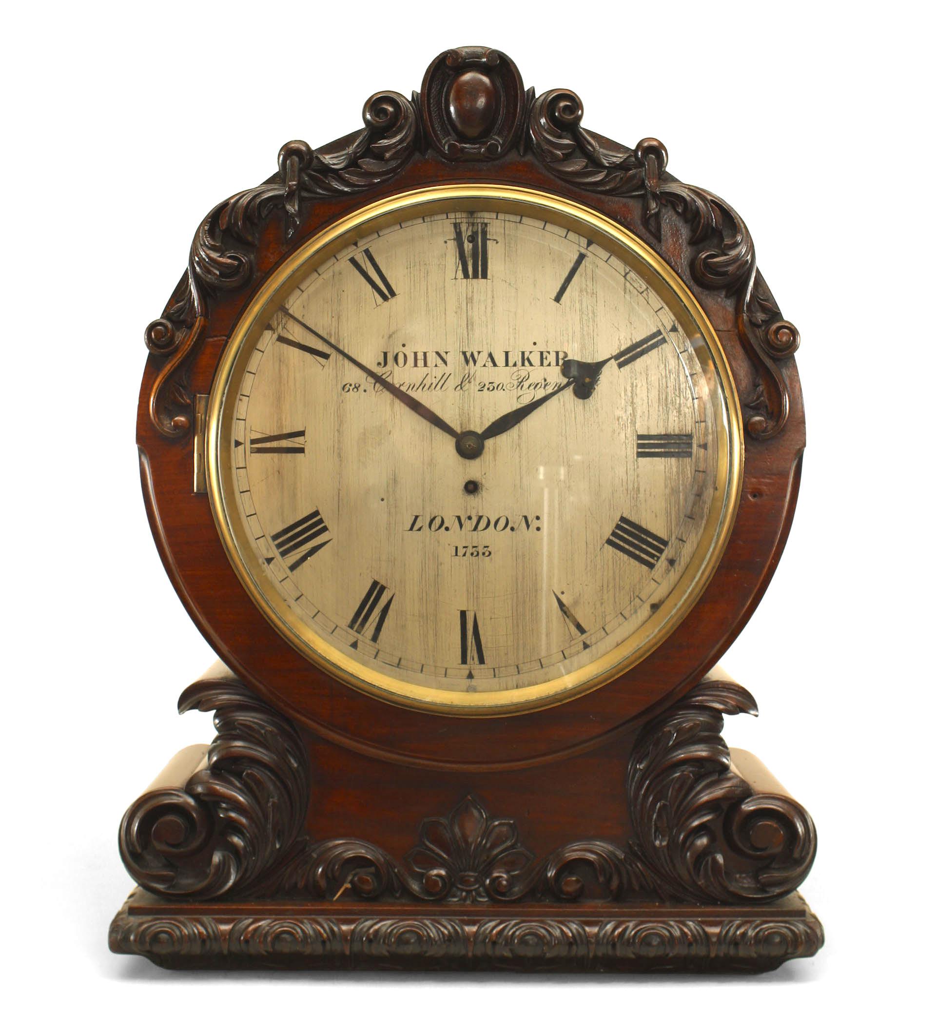 English Georgian Mahogany Mantel Clock For Sale 1