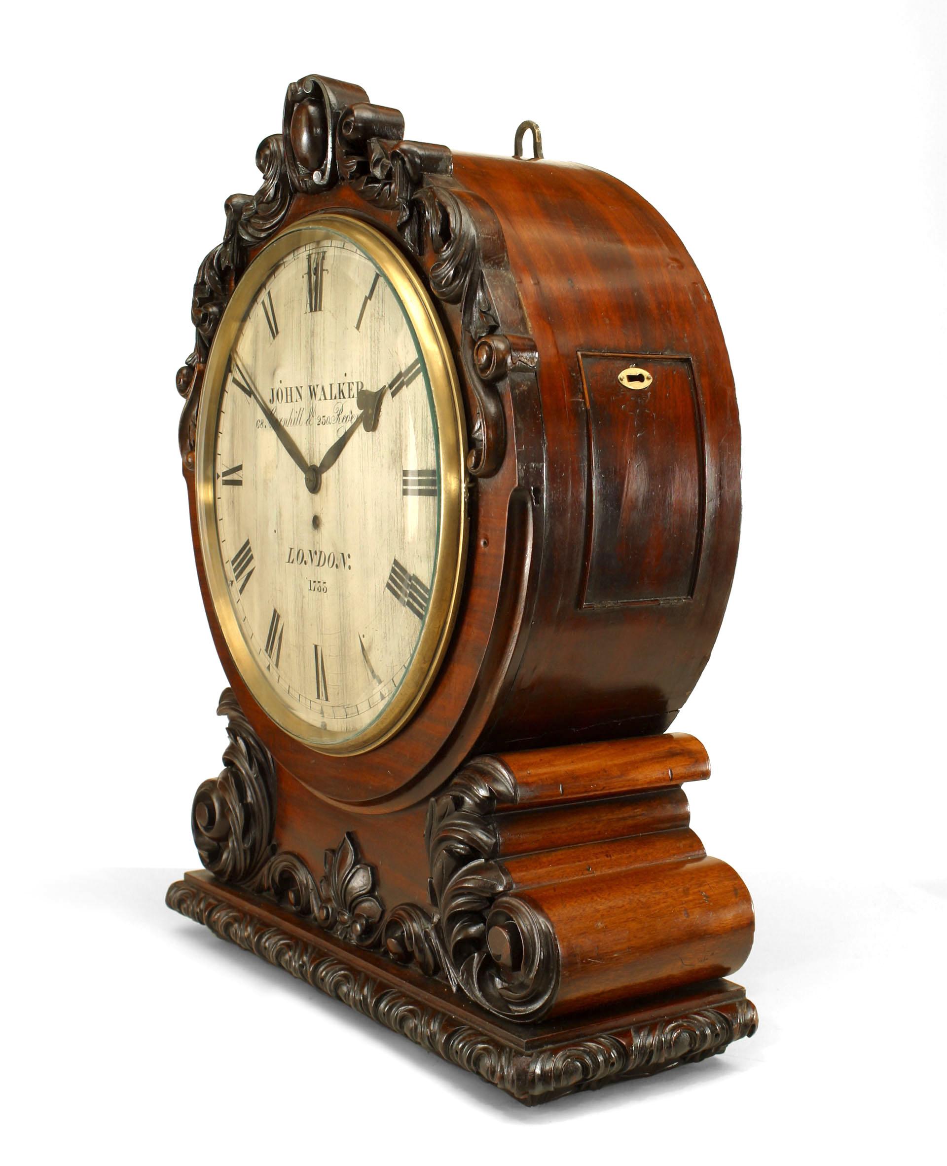 English Georgian Mahogany Mantel Clock For Sale 2
