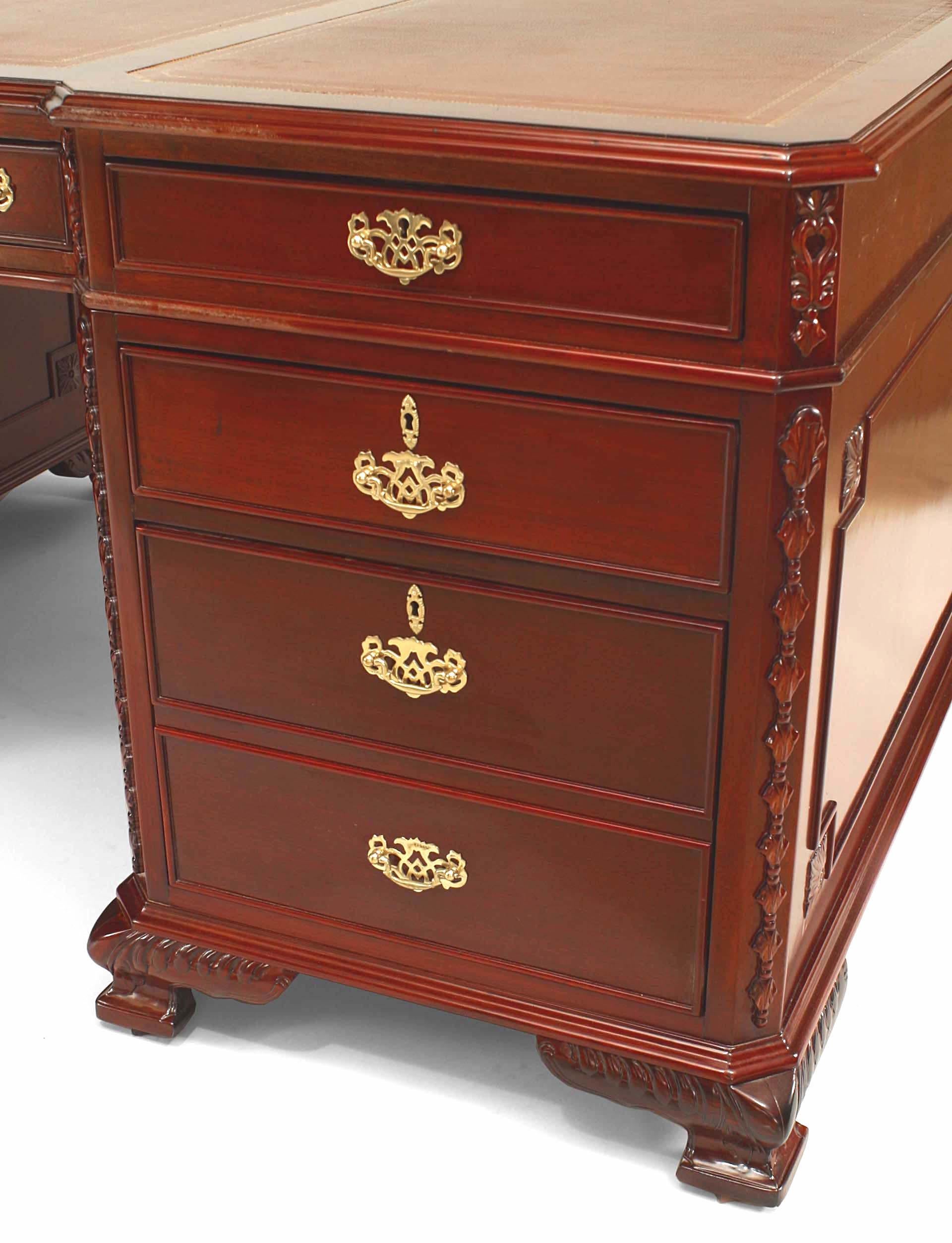 Anglais English Georgian Mahogany Partner's Desk en vente