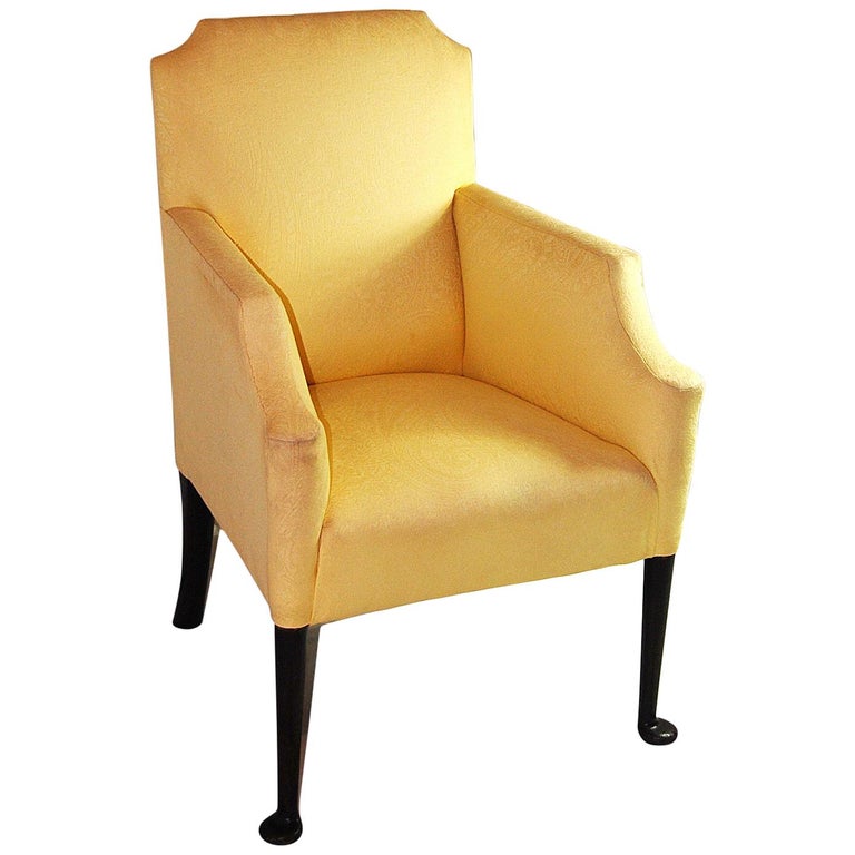 English Mahogany Period Lounging Chair, Pad Feet, Shaped Back at 1stDibs foot shaped