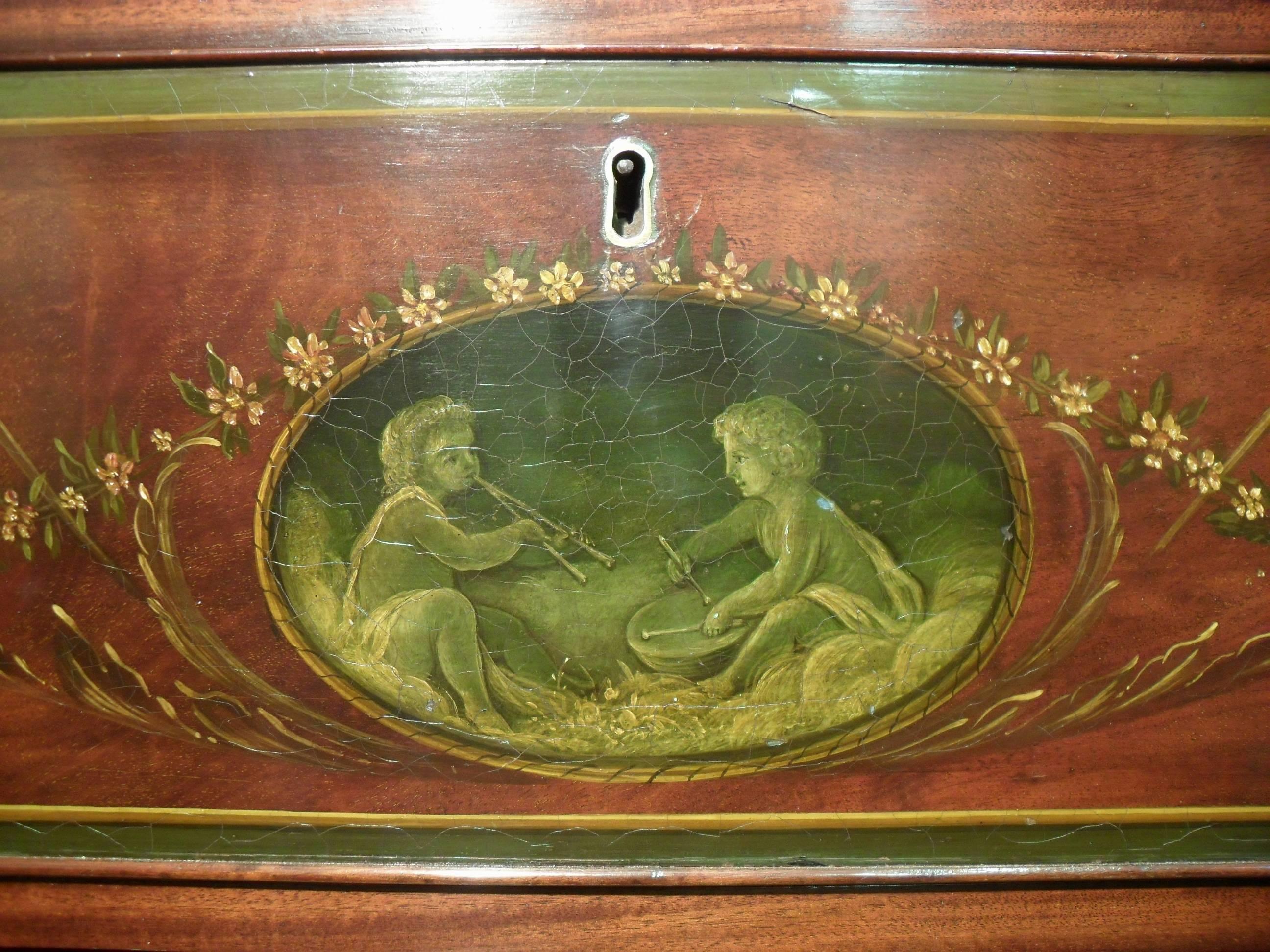 English Georgian Mahogany Polychrome Painted Chest on Chest In Good Condition For Sale In Macclesfield, GB