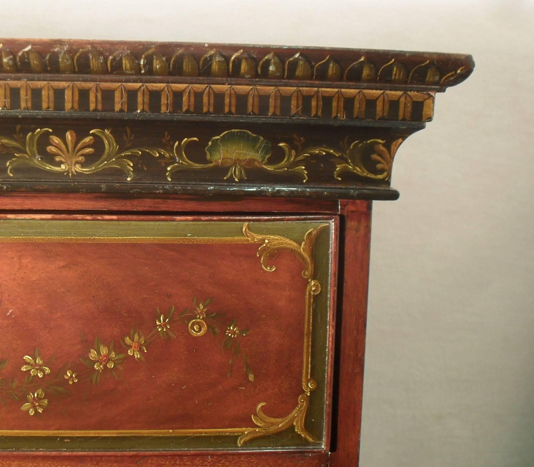 English Georgian Mahogany Polychrome Painted Chest on Chest For Sale 2