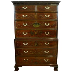 Used English Georgian Mahogany Polychrome Painted Chest on Chest