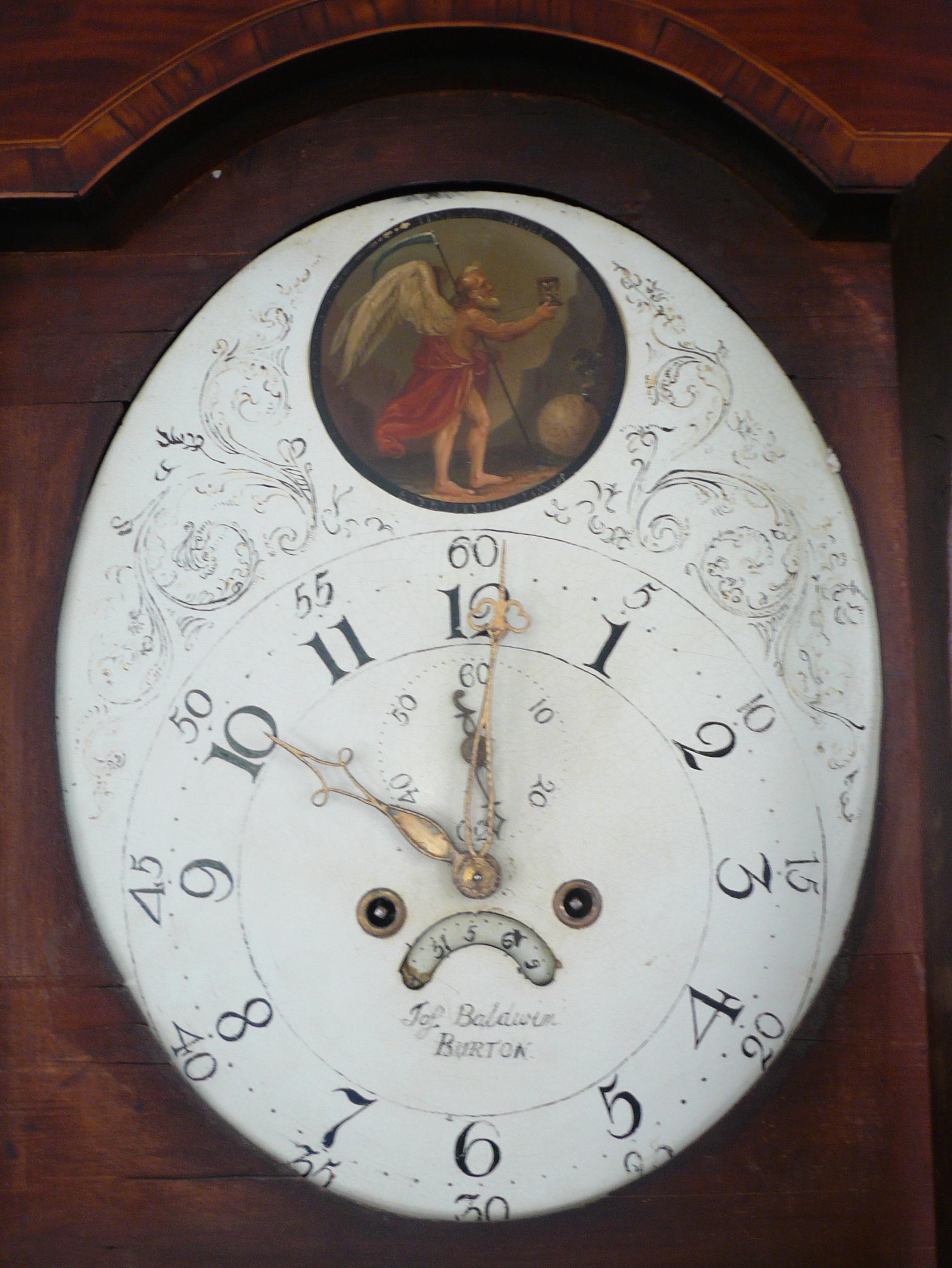 English Georgian Mahogany Tall Case Clock by Joseph Baldwin of Burton-on-Trent In Good Condition In Pittsburgh, PA