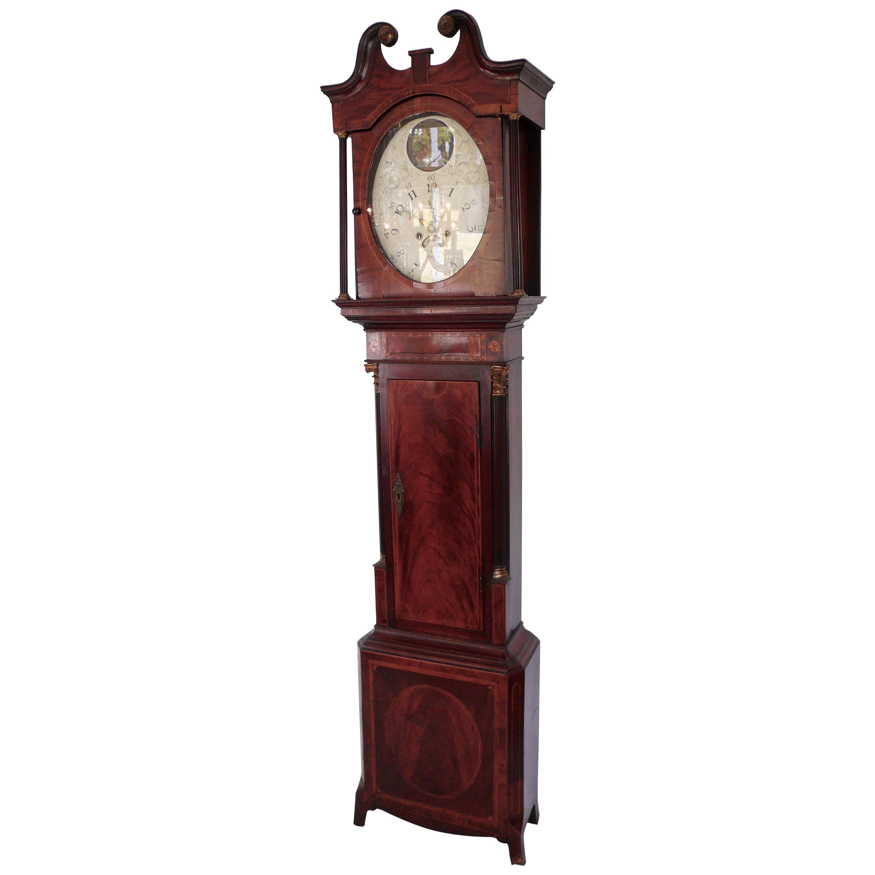 English Georgian Mahogany Tall Case Clock by Joseph Baldwin of Burton-on-Trent
