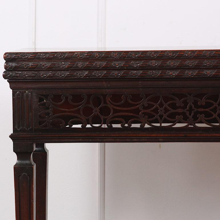 Chinese Chippendale English Georgian Mahogany Triple-Top Games / Tea / Console Table