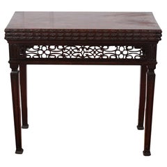 English Georgian Mahogany Triple-Top Games / Tea / Console Table