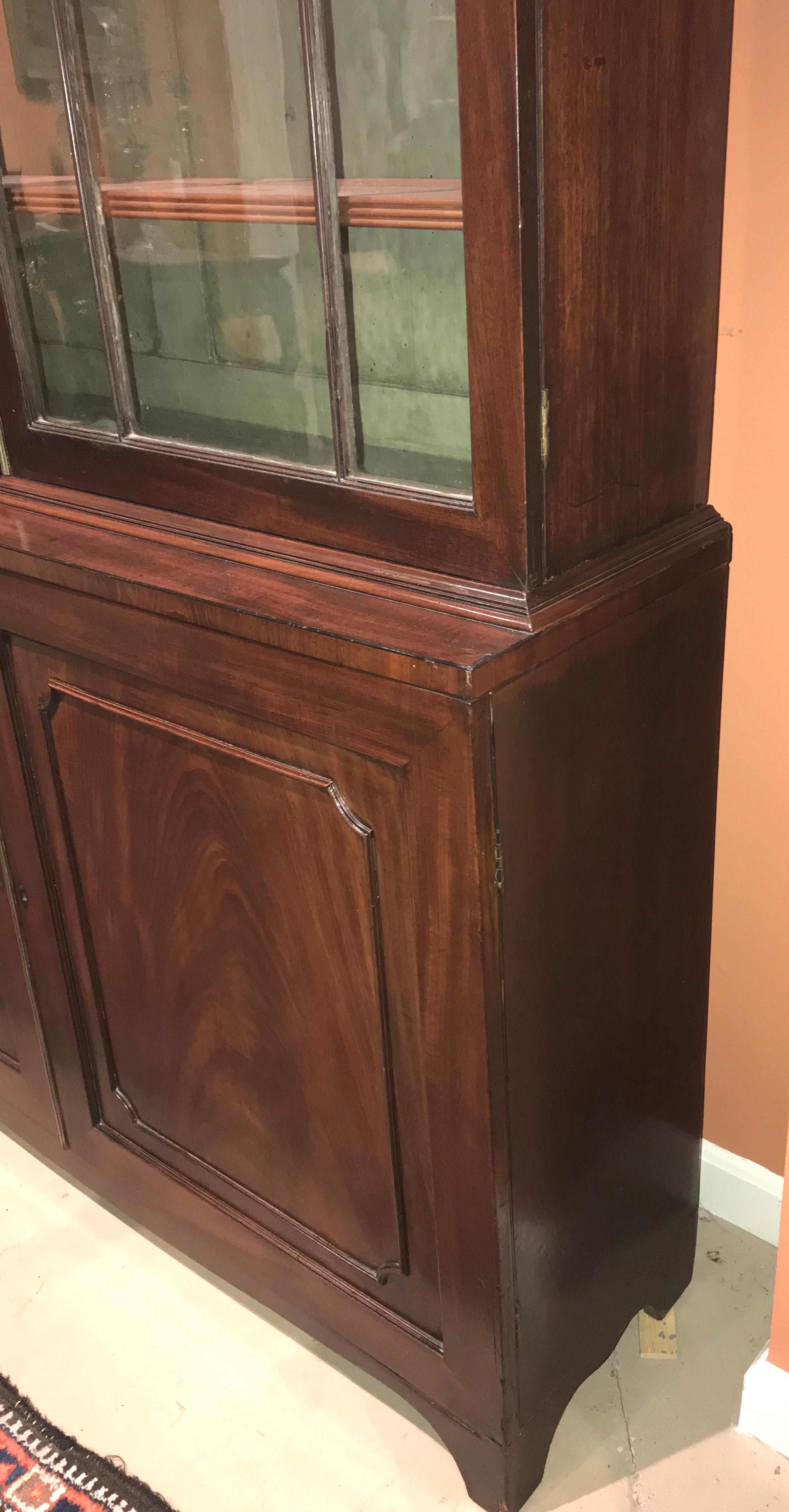 English Georgian Mahogany Two Part Bookcase or China Cabinet with Glazed Doors 3