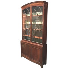 Antique English Georgian Mahogany Two Part Bookcase or China Cabinet with Glazed Doors